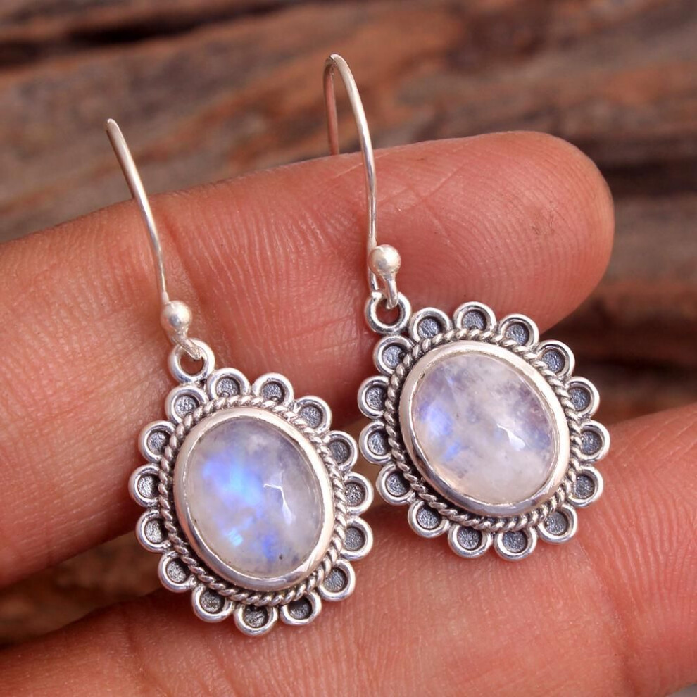 (white) Larimar Silver Earring, 925 Sterling Silver Handmade Jewelry, Gift For Her, Gemstone Jewelry, Silver Earring