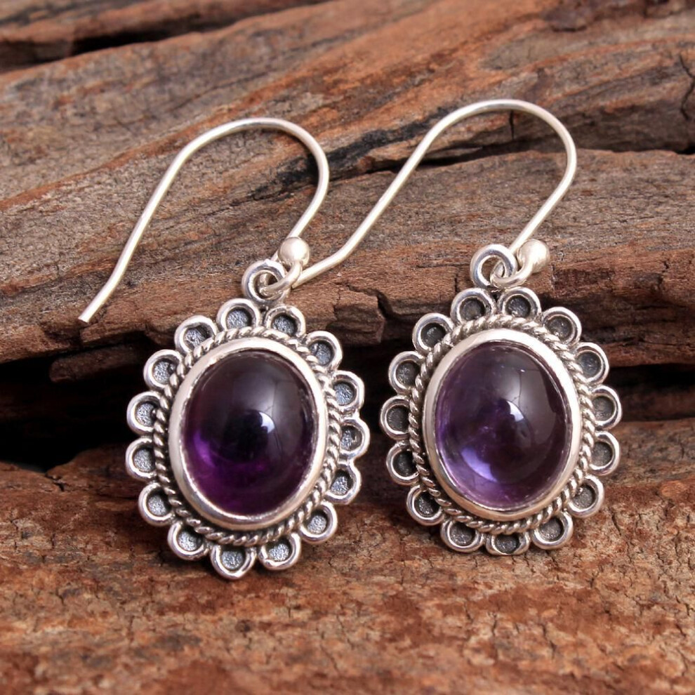 (purple) Larimar Silver Earring, 925 Sterling Silver Handmade Jewelry, Gift For Her, Gemstone Jewelry, Silver Earring