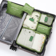 (Groen) Multifunctionele 6-delige koffers Waterdichte kledingopslag Bagage-organizer Tas Pakkubus Koffers