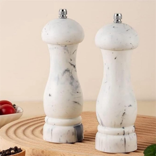 Salt & Pepper Grinder Set, Imitation Marble Refillable Mills, 2Pcs 2