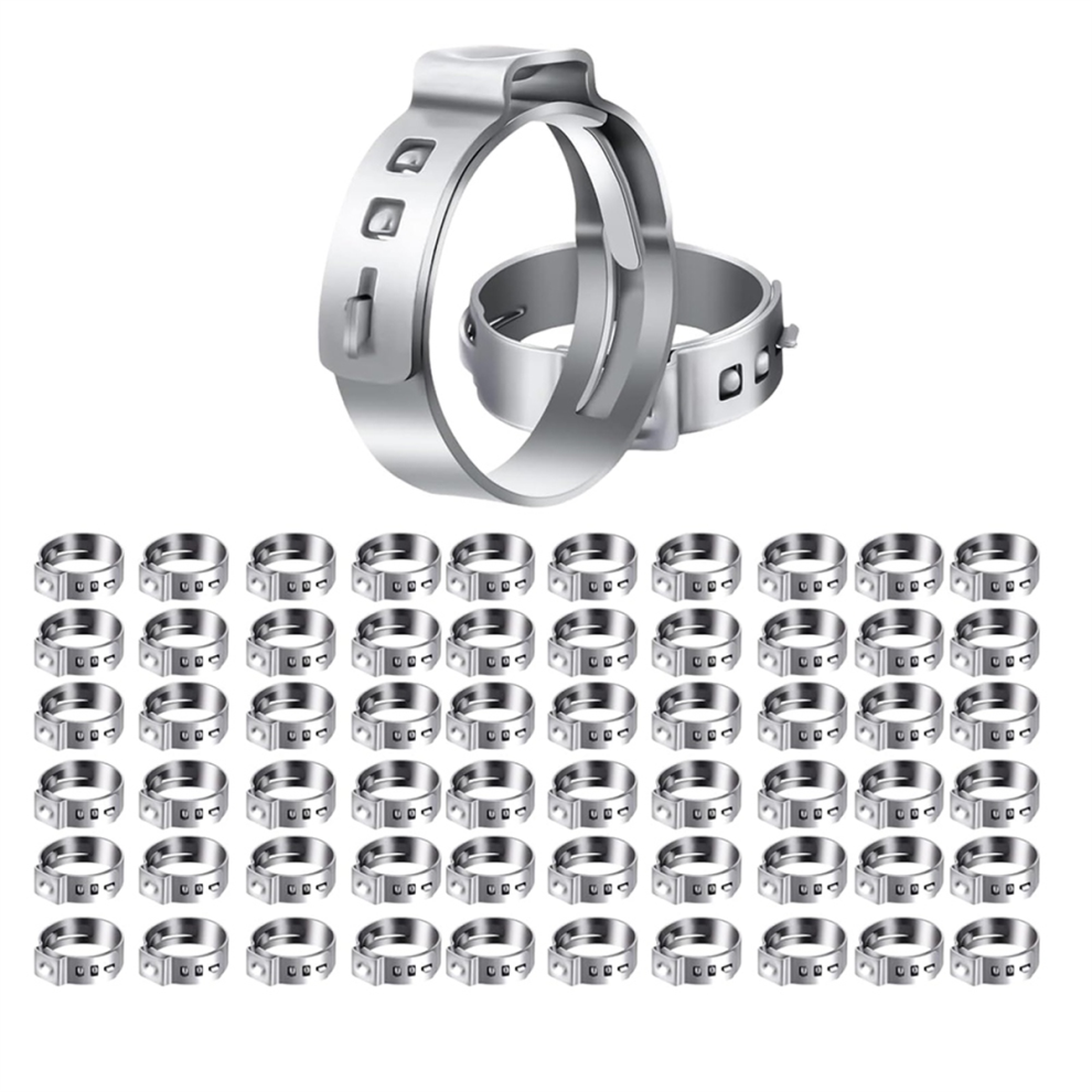 60Pcs 1/2 Inch Pex Clamps, Stainless Steel Single Ear Hose Clamps 4852268479694