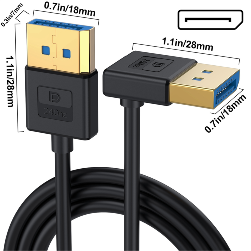 Καλώδιο βίντεο ήχου 8K60Hz 4K144Hz για οθόνη φορητού υπολογιστή, με κάμψη προς τα κάτω 1