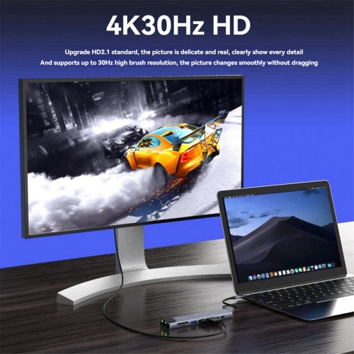USB-C Hub with Ethernet, 4K HD, USB 3.0, SD Card Reader 1