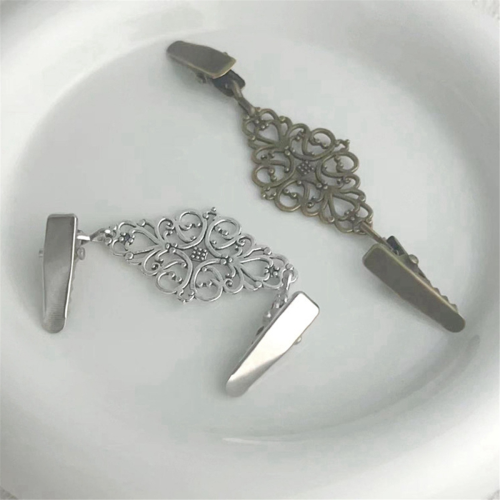 Cadena de botones con broche para bufanda y suéter vintage, de bronce 2