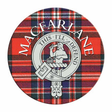 (MacFarlane) Single Scottish Circular Clan Crest Cork Backed Coaster - Mac Tartans