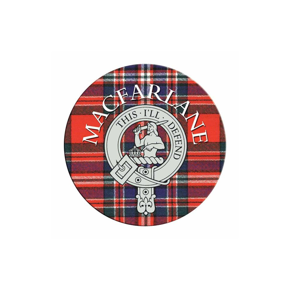 Lang Syne (Macfarlane) Single Scottish Circular Clan Crest Cork Backed Coaster - Mac Tartans
