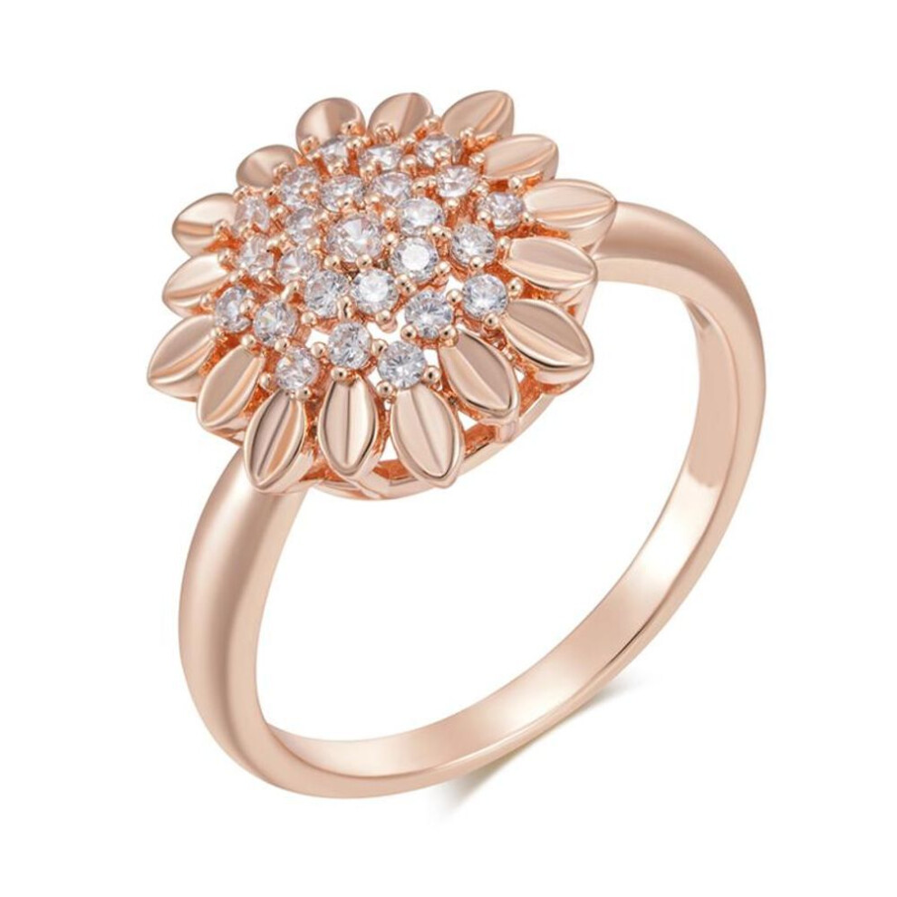 (as the picture, 8) White Zircon Flower Rings for Women Golden Large Geometric Rings Vintage Party Daily Jewelry Wearable Accessories Matching Sets
