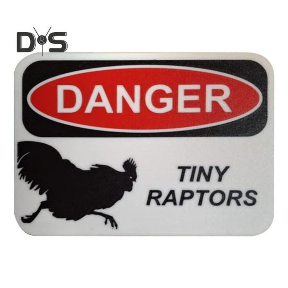 Chicken Hazard Sign 3D Printed Chick Danger Sign Indoor Outdoor Home Farm Garden Decorative Tiny Raptors Warning Sign