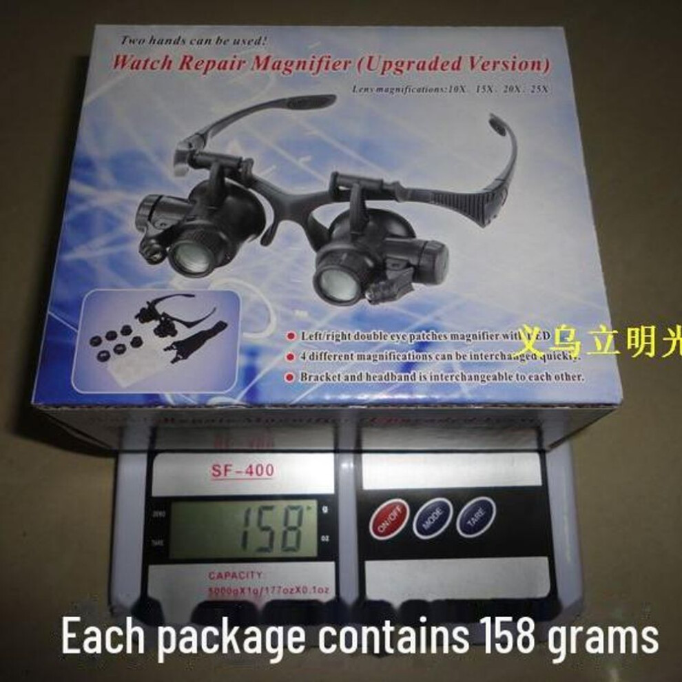 9892GJ LED Magnifying Lens with Dual Glasses for Jewelry & Watch Repair, 10x/20x HD.