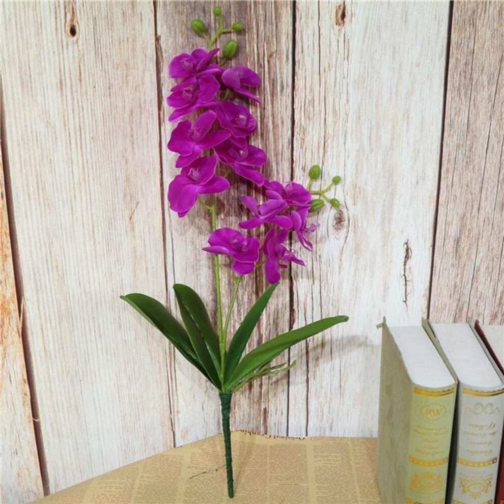 (purple) 12 Heads 2 Forks Artificial Butterfly Orchid Real Touch Butterfly Orchid Flowers Silk Faux Flowers Simulation Flower Home Party Wedding Decor