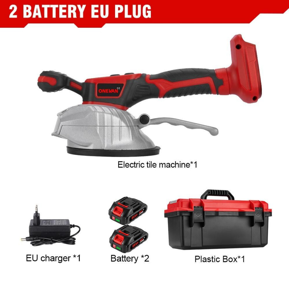 (2 Battery EU Plug) Onevan 200kg Tile Tiling Machine 8gears Electric Wall Floor Tile Laying Vibrating Tool Tile Paving Device For Makita 18v Battery