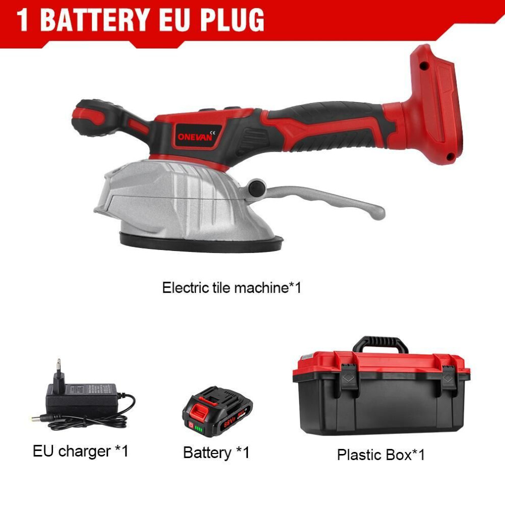 (1 Battery EU Plug) Onevan 200kg Tile Tiling Machine 8gears Electric Wall Floor Tile Laying Vibrating Tool Tile Paving Device For Makita 18v Battery