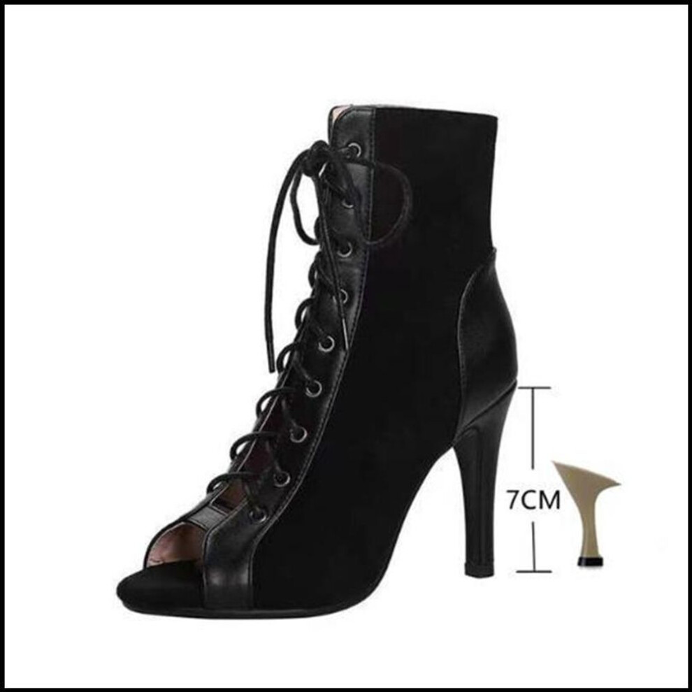 (black, 40) Summer Women's Sandals Fashion Sexy High Heels Open Toe Zipper Comfort Ladies Indoor Jazz Dance Shoes