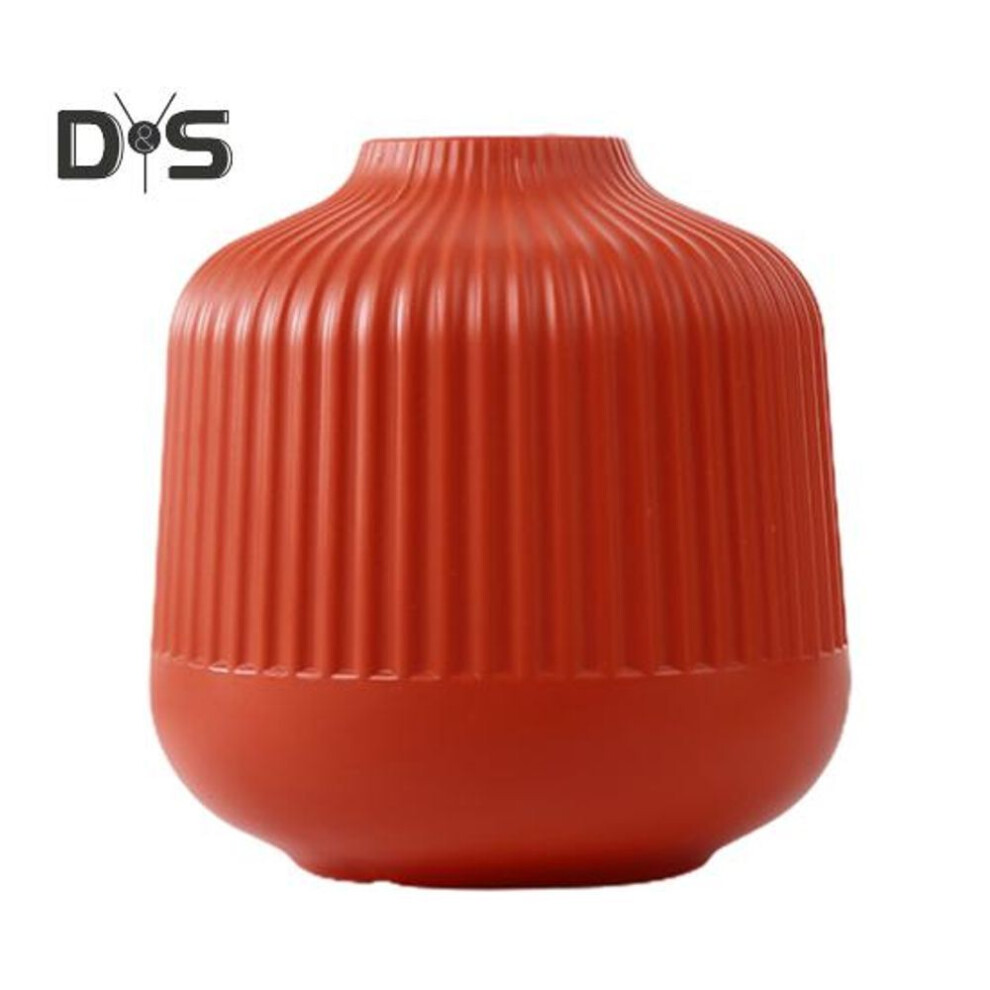 (orange) Plastic Flower Vase Indoor Outdoor Modern Real Dried Flower Holder Floral Arrangement Container Living Room Bedroom Table Centerpiece Decoration