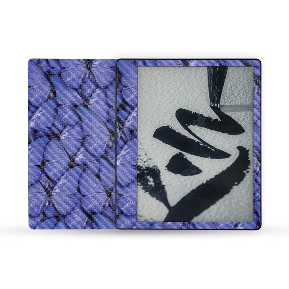 Mightyskins Carbon Fiber Skin Compatible With Amazon Kindle Scribe (2022) Full Wrap - Butterflies | Textured Carbon Fiber Finish | Easy To Apply Blue 197560693237