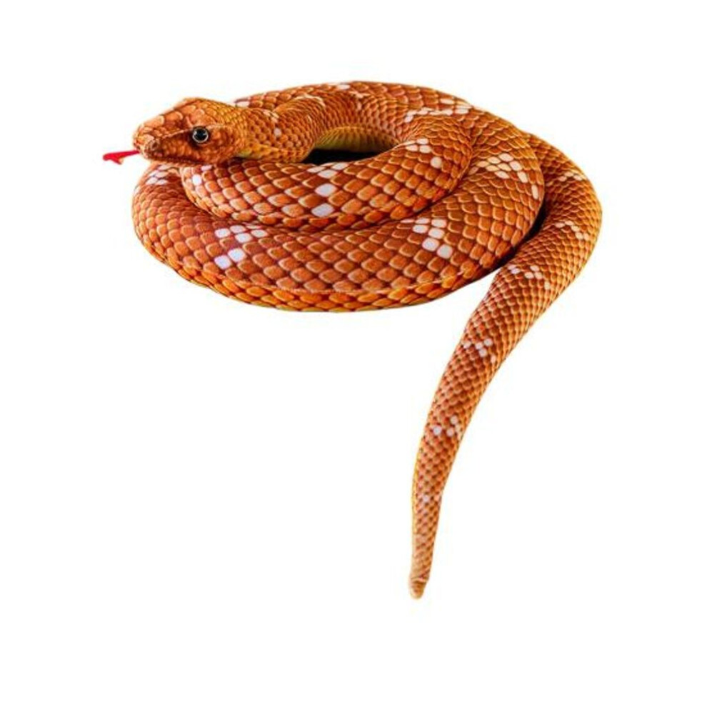 (coffee, 110cm) 80-210CM Realistic Python Snake Plush Doll Soft Stuffed Reptile Toy for Kids Adults Halloween Decor Prop