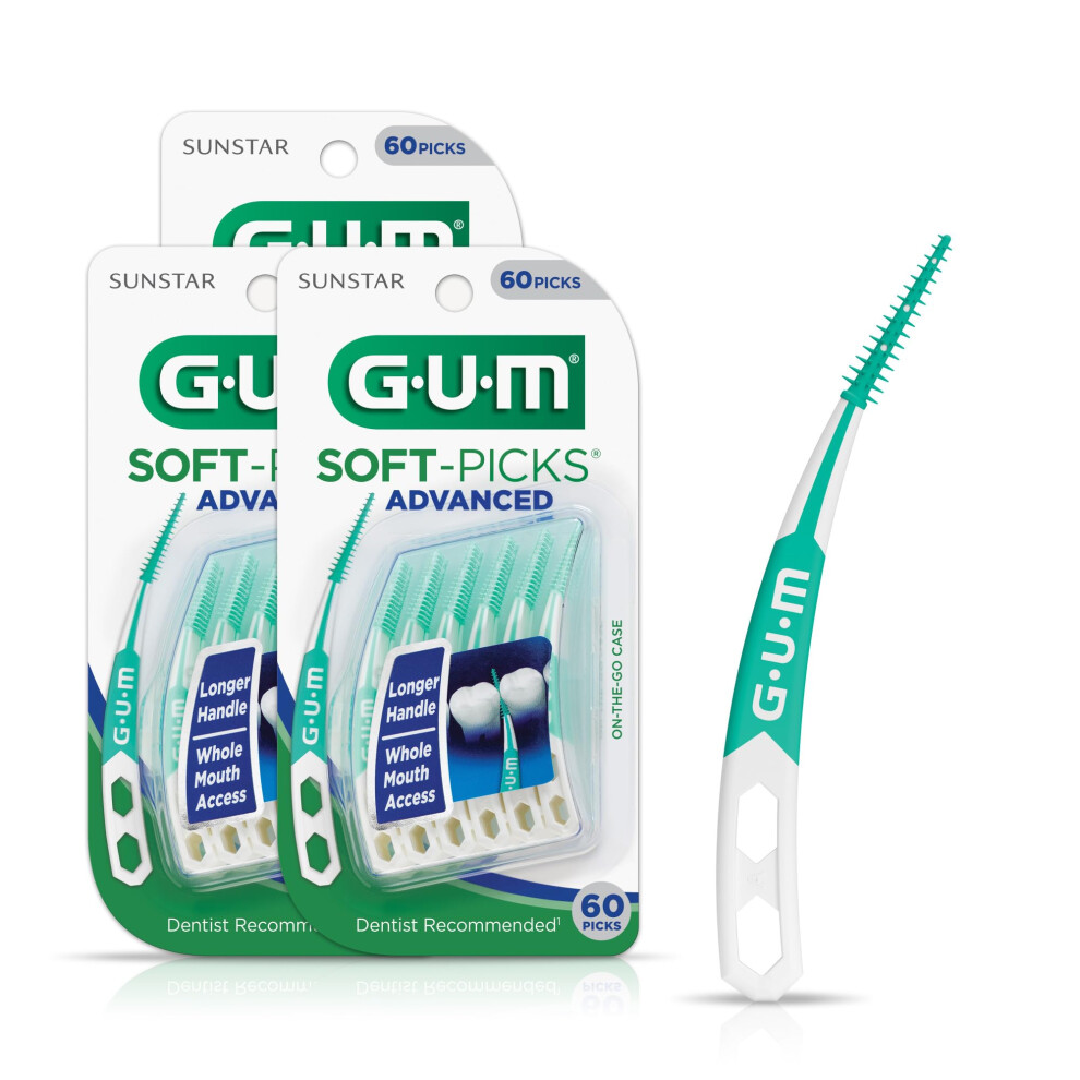 Gomme Gum Soft-Picks Advanced Easy To Use Dental Picks For Teeth Cleaning And Gum Health Disposable Interdental Brushes With Convenient Carry Case Dentis
