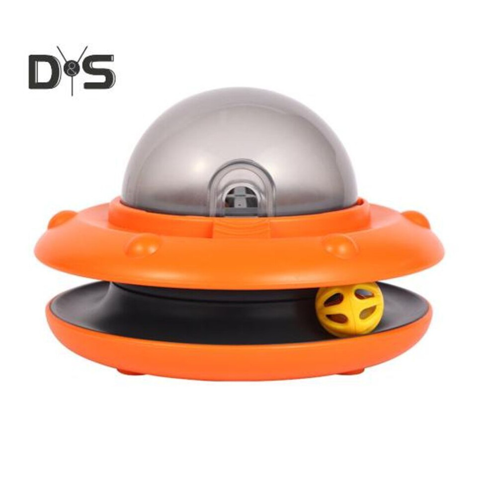 Pet Puzzle Feeder Toy Smart Cat Slow Feeder Interactive UFO-Shaped Food Dispenser with Ball Track for Indoor Cats