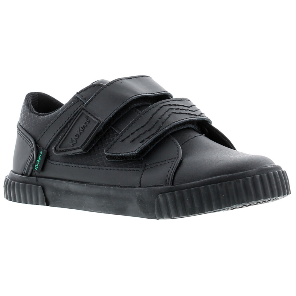 (Black, 12 (Children's)) Kickers Younger Boys Shoes Tovni Twin Flex Infant Leather Touch Fasten Black UK