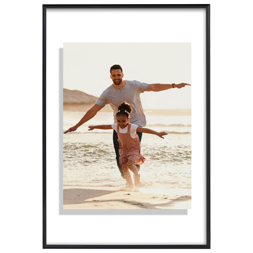Cadre photo flottant Americanflat 13x19 avec verre incassable - Convient aux photos 11x17 ou moins - Cadre photo coulissant - Collection Fusion Float