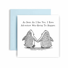 Huxters jubileumkaart - Avontuur ging gebeuren Romantische pingu?kaart voor vrouw vriendin vriend man - 350gsm Valentijnsdagkaart - Zoete quote voor