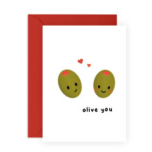 Liefdekaart Voor Haar - Romantische Verjaardagskaart Voor Hem - Olive You - Grappige Eten Woordspelingen