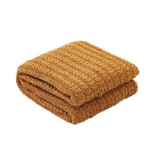 (Yellow) Solid Color Chenille Knit Blanket , Simple Style Warm Knitted Throw Blanket For All Seasons, Soft Cozy Breathable Throws