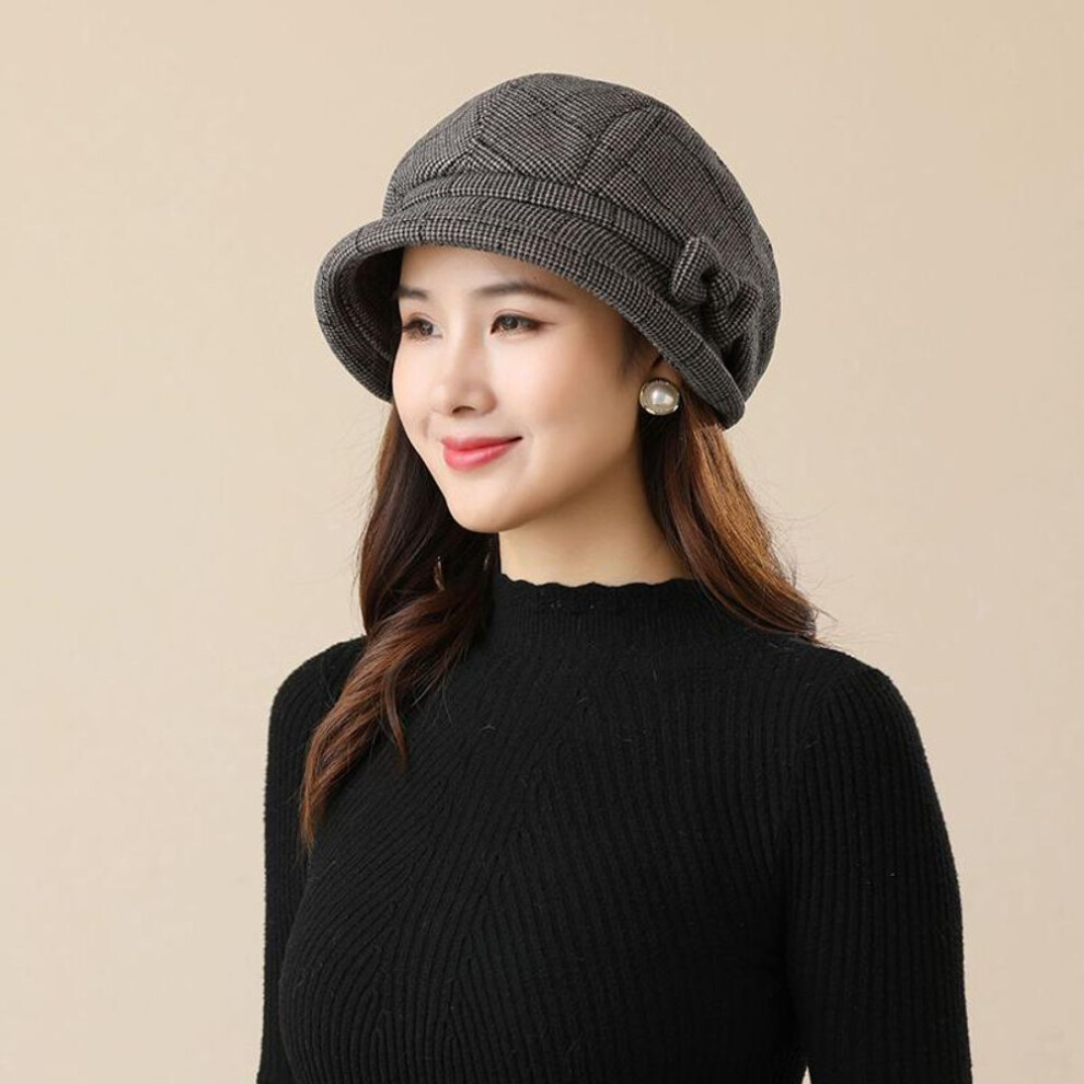 (black) Ladies Party Hat Middle-aged and Elderly Warm All-match Basin Hats Autumn and Winter Fashion Youth Leisure Simple Fisherman Cap