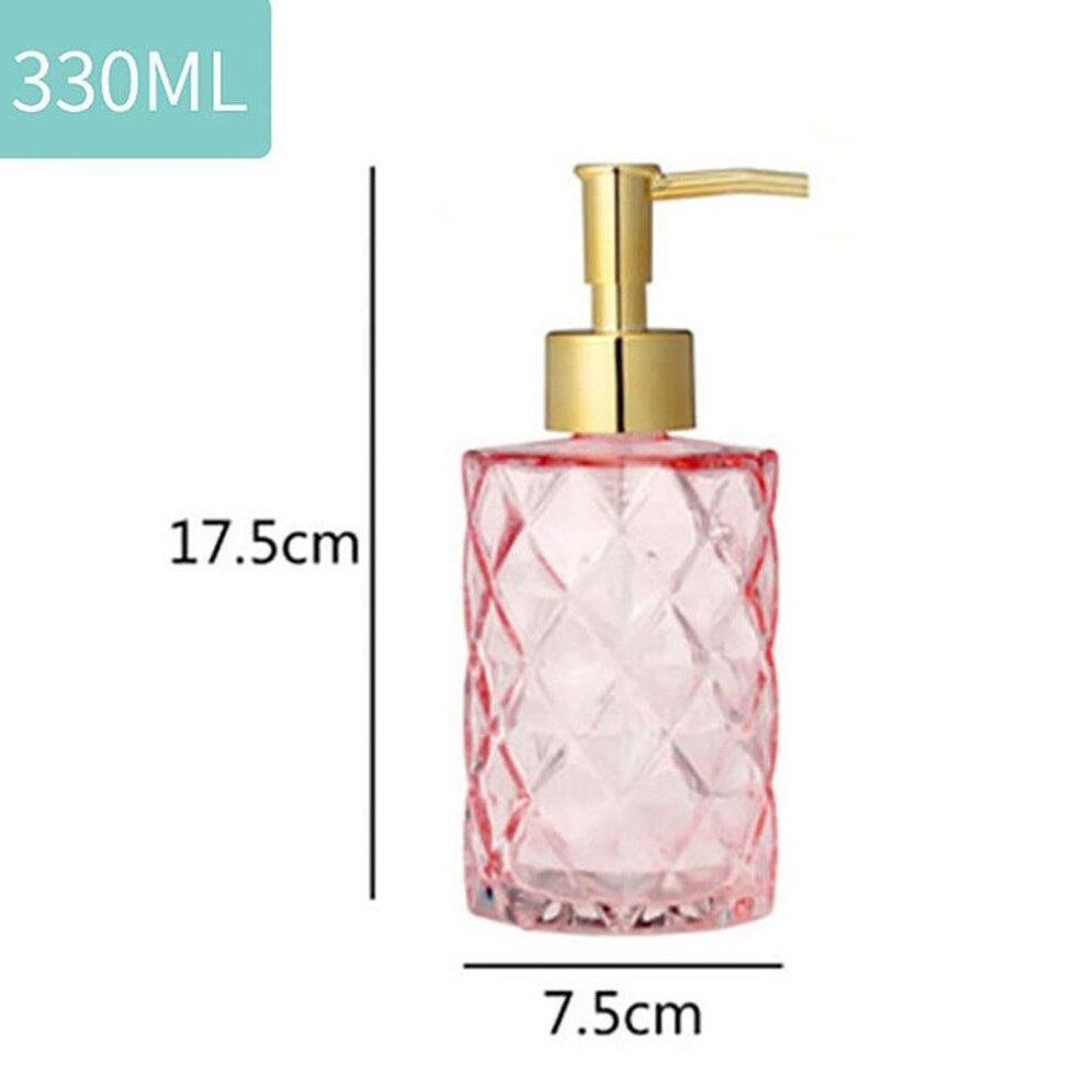 (pink) 330ml Bathroom Soap Dispenser Portable Glass Travel Liquid Hand Sanitizer Container Shampoo Body Wash Dispenser Accessories