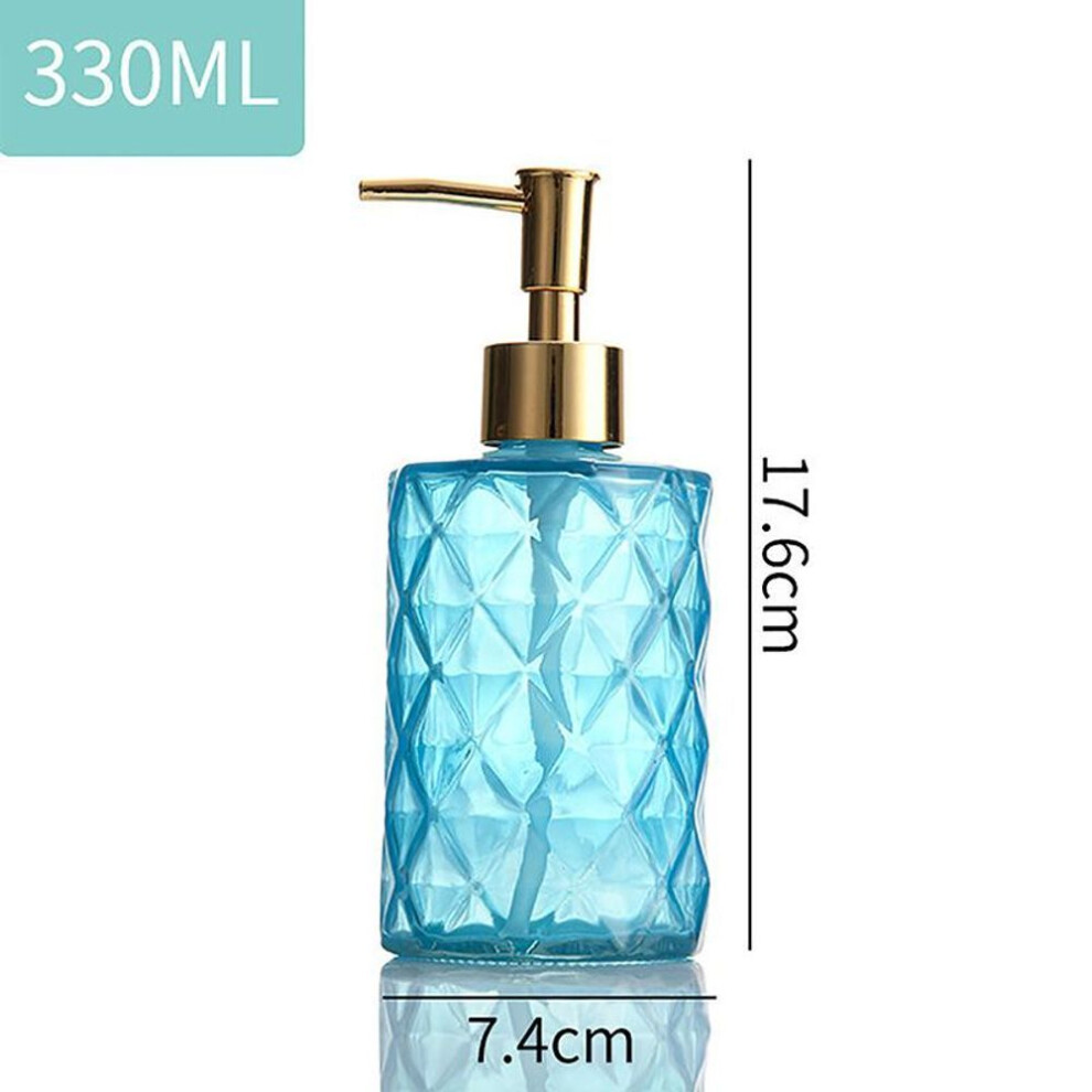 (blue) 330ml Bathroom Soap Dispenser Portable Glass Travel Liquid Hand Sanitizer Container Shampoo Body Wash Dispenser Accessories