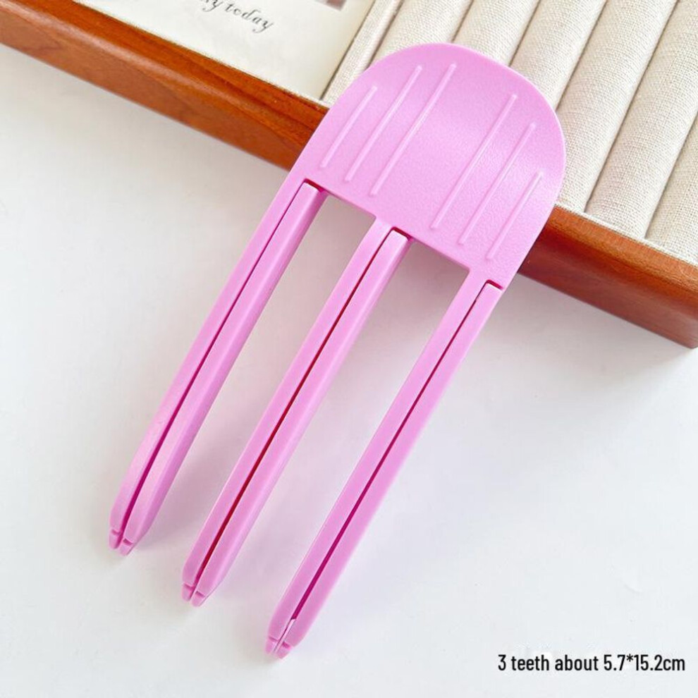 (purple, three-tooth comb) Korean Wind-Shaped Fluffy Hair Root Clip for Women