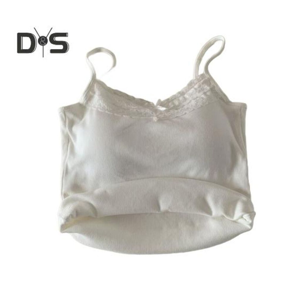 (white) Women Bottoming Vest Sling Sleeveless Lace Trim Regular Fit Tops Solid Color Breathable Fabric Tank Tops Daily Wear