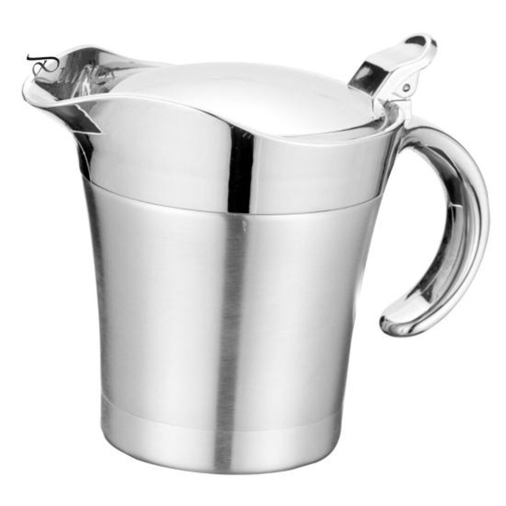 (as the picture, 400ML) 400/800ml Gravy Boat Stainless Steel Sauce Pot with Hinged Lid Double Wall Insulated Gravy Pitcher Milk Jug Dispenser for Sauce Syrup Cream