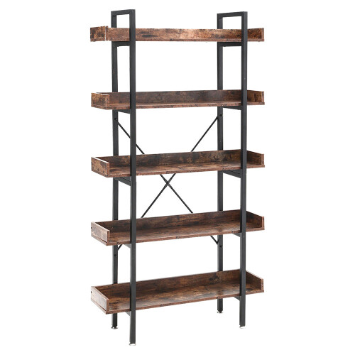 Living And Home 5 Tier Industrial Shelving Unit Bookcase Display Shelf 2