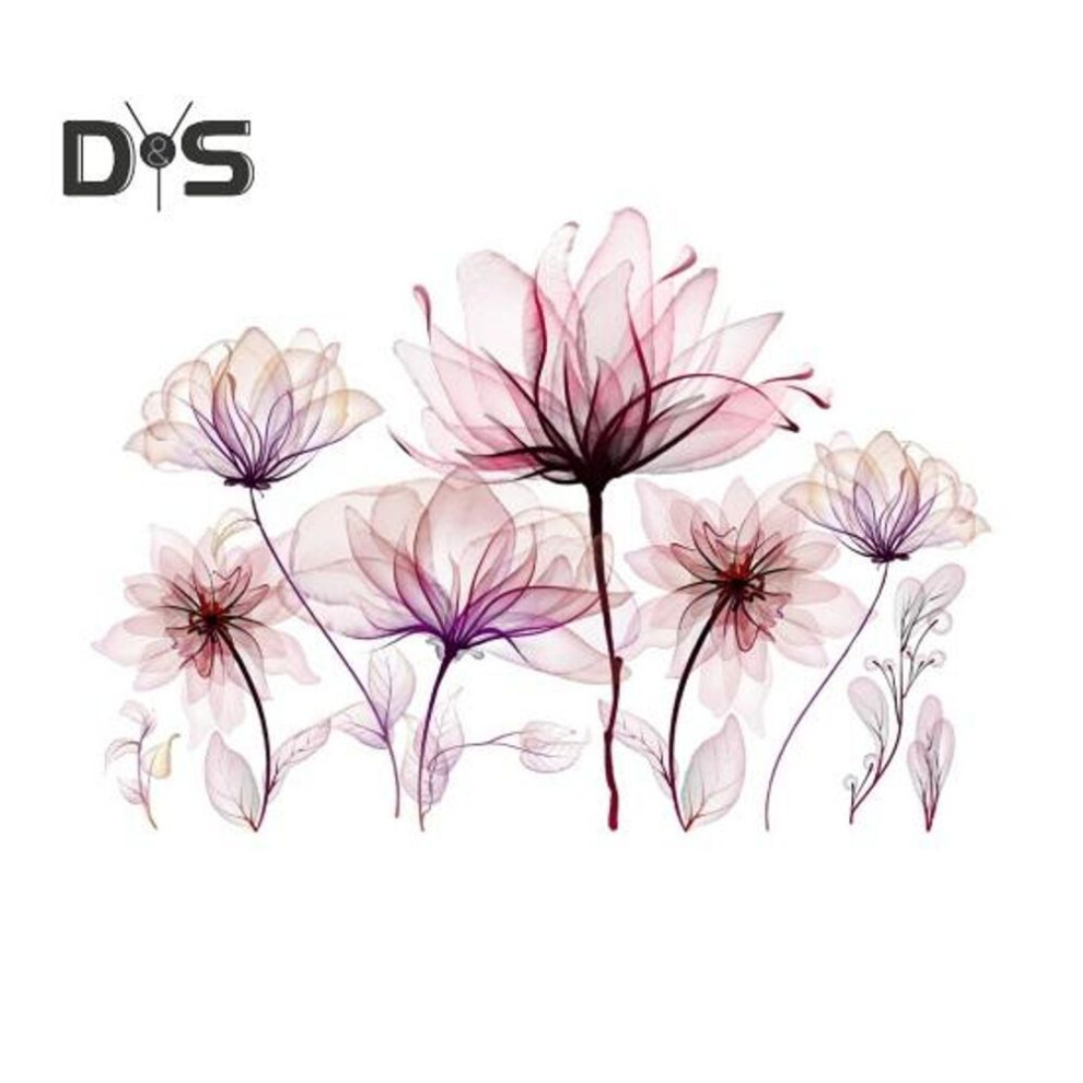 Pink Flower Toilet Sticker Removable Self-adhesive Waterproof Pvc Living Room Wall Art Bathroom Toilet Lid Decoration Decal