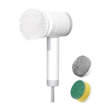 (White) Cordless Spins Scrubber Cordless Electric Battery Powered Scrub Brush Rechargeable Bathroom Tool Scrub Supplies