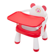 (Red+White) Lightweight Portable Baby Highchair with Tray
