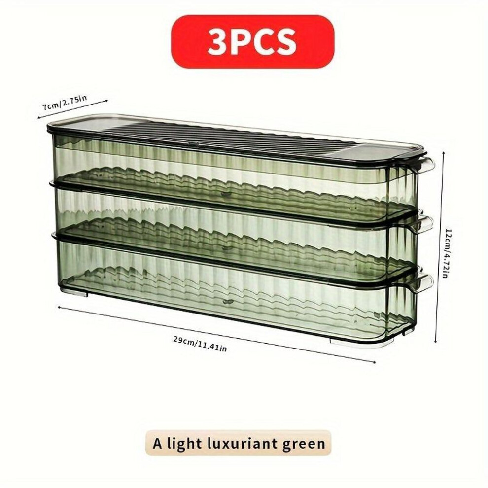 (green) Refrigerator Organizer Bin Clear Plastic Fresh Fruit Spice Food Container Fridge Storage Box Freezer Pantry Kitchen Organizer