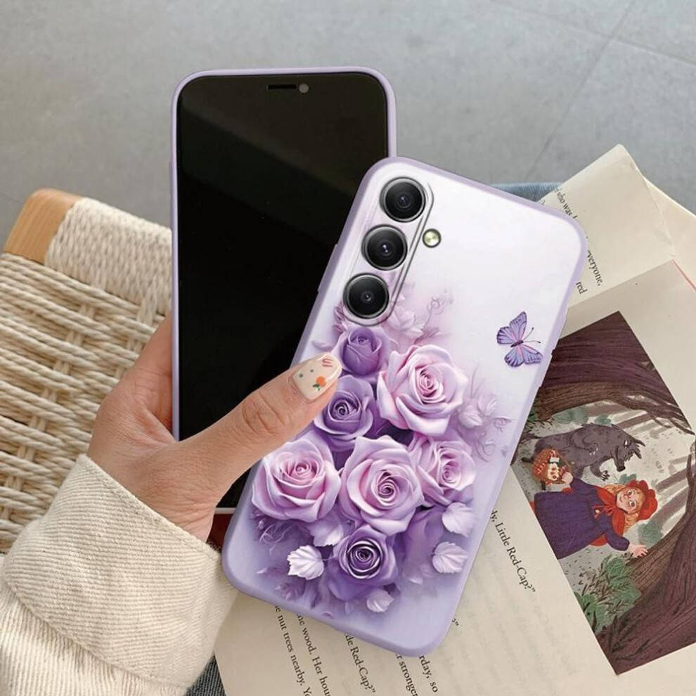 (purple, Samsung Galaxy S24 Plus) Luxury Flowers Case For iPhone Samsung A55 A35 S24 FE S25 Xiaomi Redmi Note 13 Pro 14C Huawei Honor Shockproof Phone Bumper Anti-Scratch Matte Cover