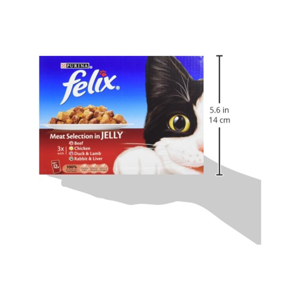 whiskas 11+ Cat Pouches Fish Selection in Jelly 12x100g pk (Pack of 4, Total 48 Pouches)