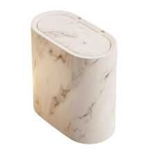 (white) Modern Waste Basket Large Capacity Marble Pattern Trash Can Multi-Purpose Use Bathroom Narrow Small