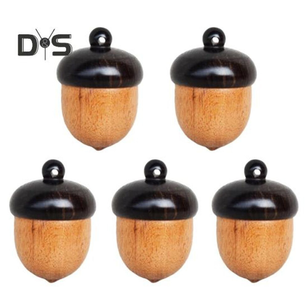 (as the picture, A) 1/5Pcs Mini Acorns Storage Box Solid Wood Pill Box Outdoor Portable Rosewood Acorns Tablets Storage Case Container Organizer Sealed Can