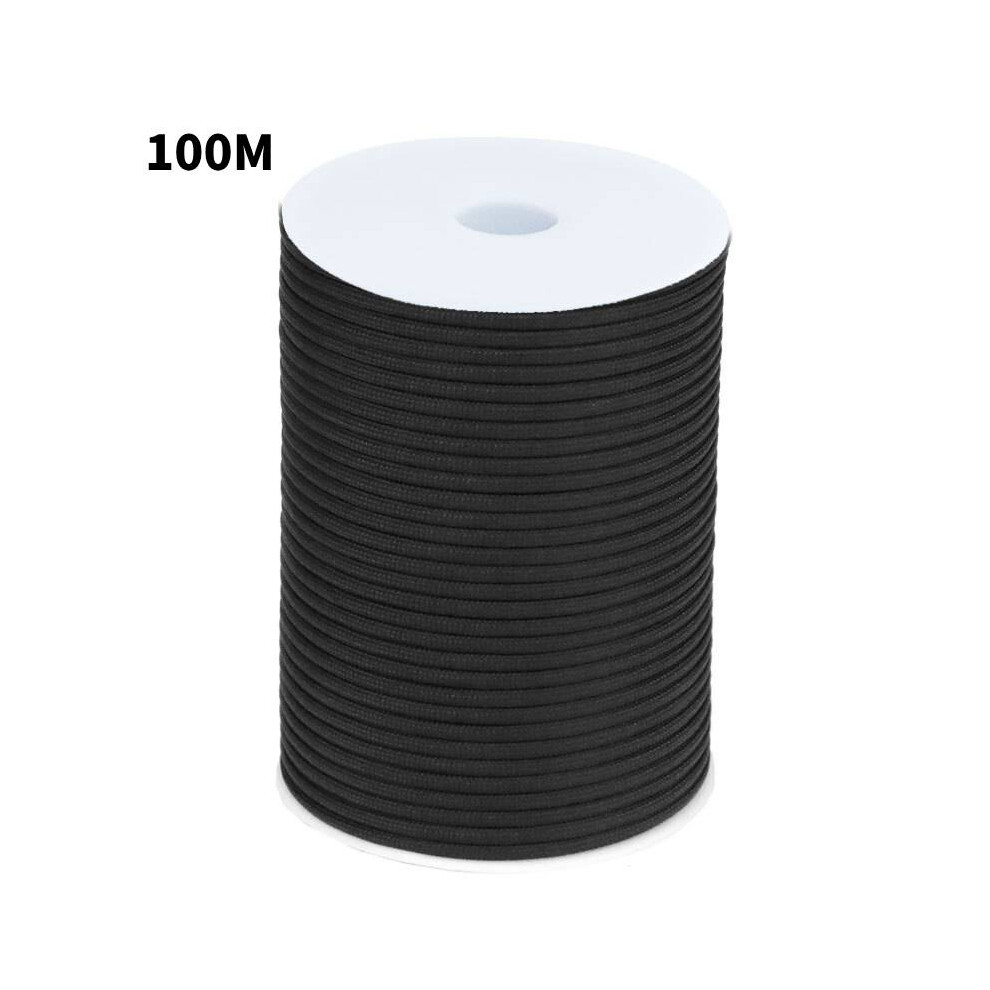 (Black) 4Mm 100M 300Ft 7 Strand Core Paracord Parachute Cord Camping Tent Outdoor Rope Black