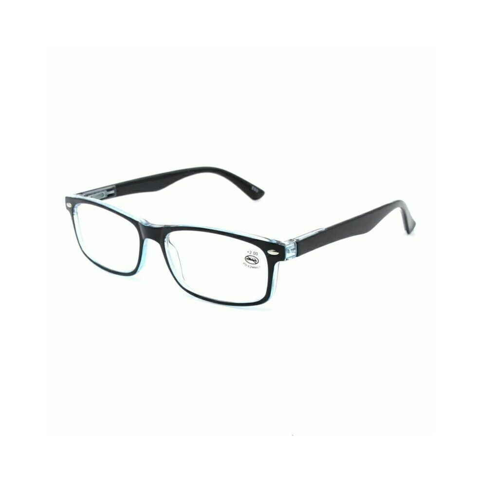 (Blue, +2.50) Mens Womens Reading Glasses Classic Spring Hinges Readers +1.0 ~ +3.5