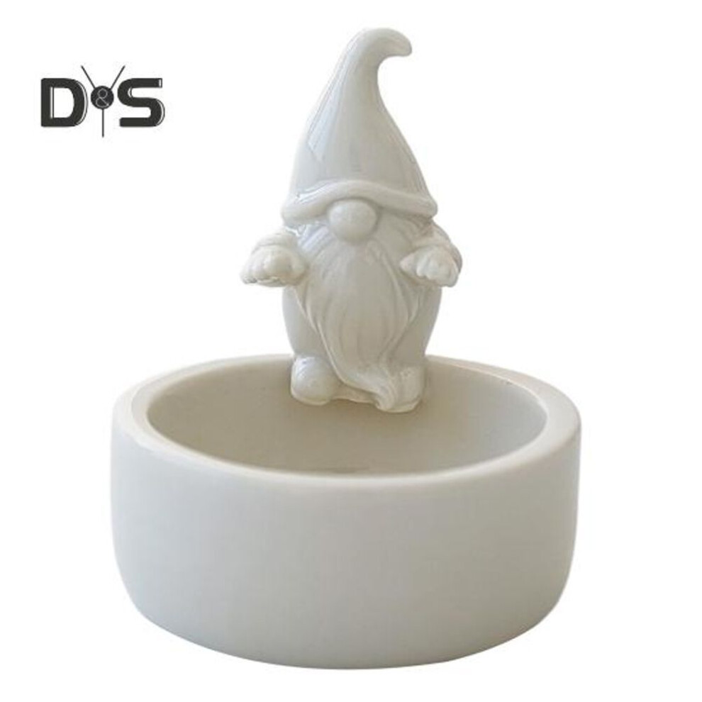 Christmas Gnome Ceramic Candle Holder Votive Tealight Candle Stand Faceless Dwarf Elf Candlestick Decoration Ornament Holiday Party Table Centerpiece