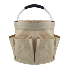 (khaki) Collapsible Basket with Handles,Portable Picnic, Beach, Garden Harvest,Market Shopping Basket, Home Storage, Bathroom Organizer