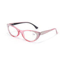 (+1.25, Pink) Bling Rhinestone Readers Womens Reading Glasses 0.75~3.5 Cat Eye