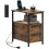 Homcom HOMCOM Bedside Table with Charging Station for Living Room, Rustic Brown 8