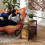 Homcom HOMCOM Bedside Table with Charging Station for Living Room, Rustic Brown 1