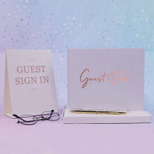 (As show, One size) Elegant Wedding Guest Book 100 Pages for Engagements/Parties/Baby Showers/Anniversaries/ Birthdays/ Bridal Showers/Graduations/ Funerals/ Hotel Events